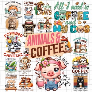 Animal Coffee PNG Sarcastic Coffee Mug Sublimation Bundle Funny Animal| Funny Cow Mug Print | Sarcastic Quotes Mug Print | Funny Mug Design