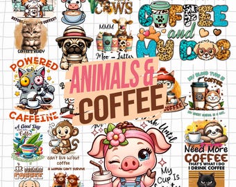 Animal Coffee PNG Sarcastic Coffee Mug Sublimation Bundle Funny Animal| Funny Cow Mug Print | Sarcastic Quotes Mug Print | Funny Mug Design