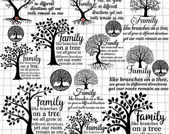 Tree Of Life Svg, Tree With Roots, Tree Of Life Clipart, Heart Tree, Family Tree Svg, Tree Of Life Png, Instant Download Family Tree Clipart