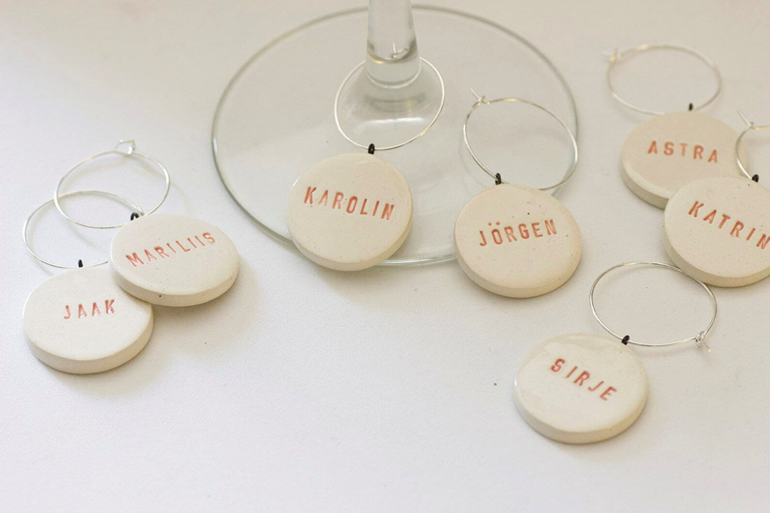 Simple Ceramic Wine Glass Charms personalized in your own Etsy