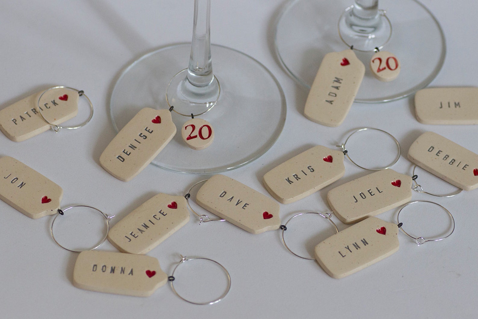 Mini Heart Gift Tags Ceramic Personalized Wine Glass Charms Etsy