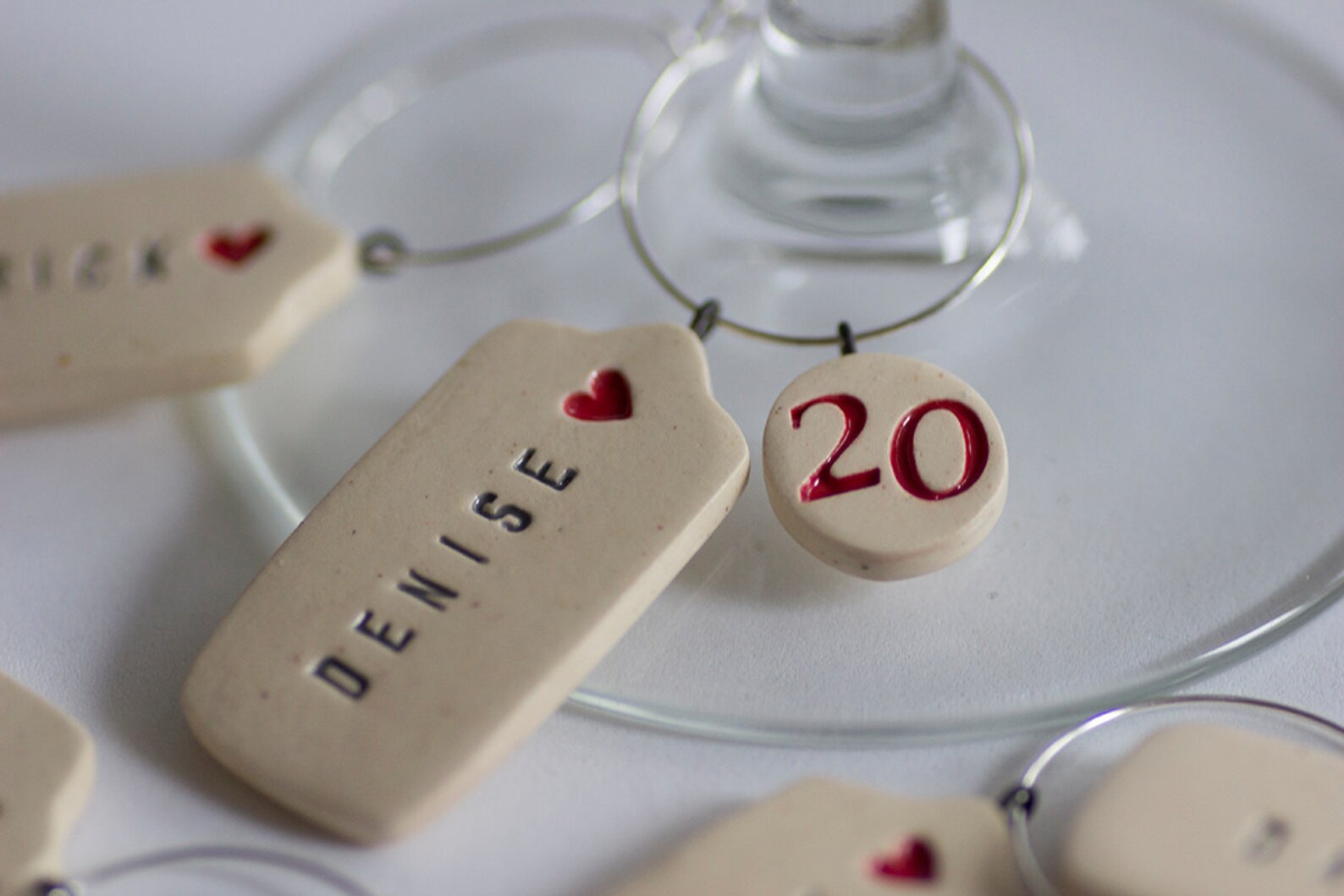 Mini Heart Gift Tags Ceramic Personalized Wine Glass Charms Etsy