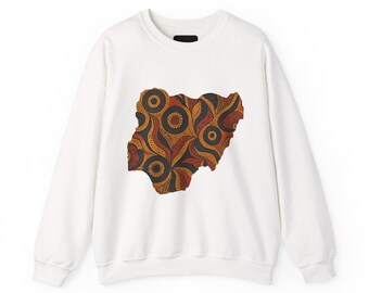 Ankara Nigeria Map Sweatshirt: African Print Crewneck Jumper