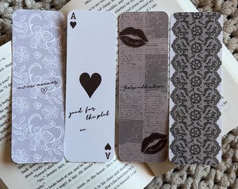 Romance Bookmarks Set | Vintage Lace, Hearts, Kisses