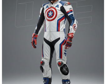 Tuta da corsa in pelle da motociclista di Capitan America / Costume da cosplay