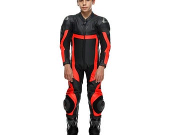 Kids Motorbike racing leather suit , Cowhide Customised motorcycle suit