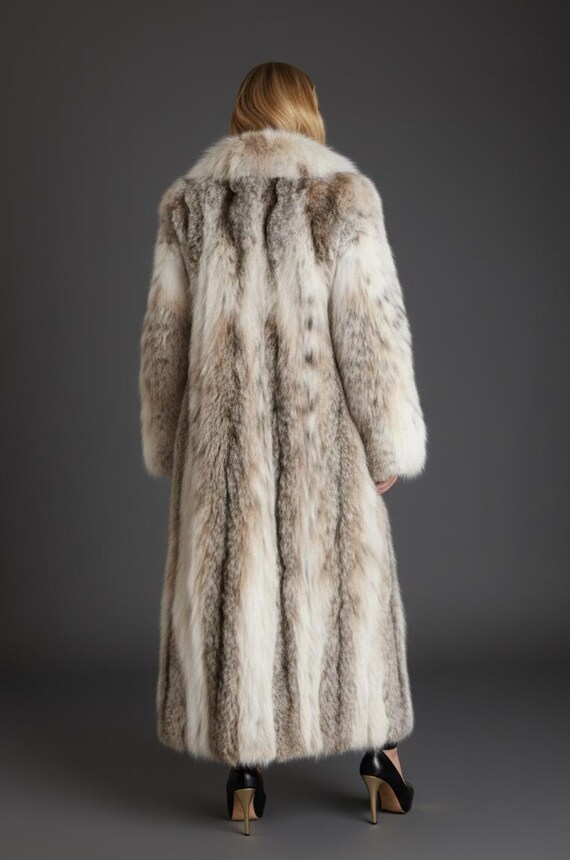 Helene Canadian Faux Lynx Fur Coat - Full Length Coat - Women's