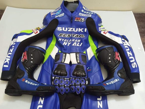 Suzuki Motorcycle leather racing suit , MotoGp Design motorbike suit