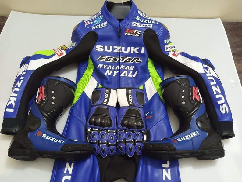 Suzuki motorcykel läderracingställ, MotoGp Design motorcykelställ bild 1
