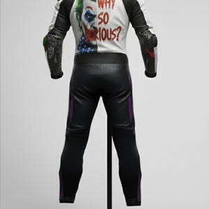 Motorcykelracingläderställ | Joker Design motorcykelställ | Röda och vita helställ bild 6