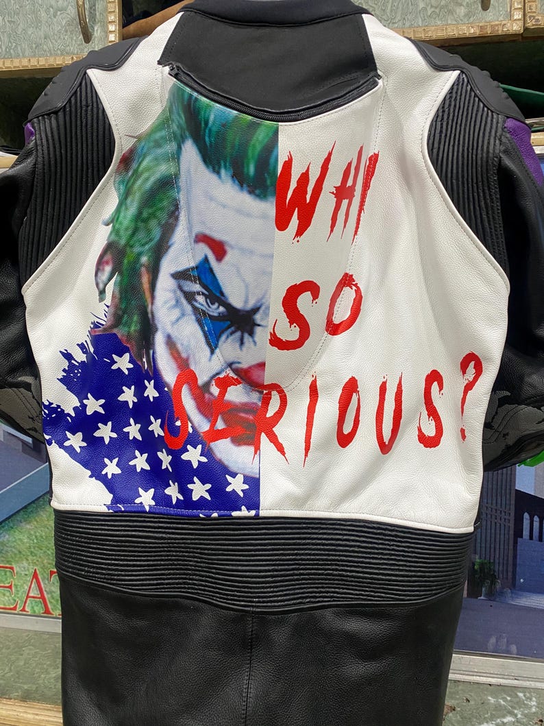 Motorcykelracingläderställ | Joker Design motorcykelställ | Röda och vita helställ bild 13