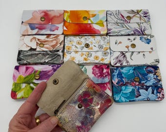 Genuine Leather Purse Floral Mini Card Coin Pouch Wallet Womens Accessories