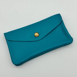 Genuine Leather Purse Medium Card Coin Pouch Wallet Womens Accessories Turquoise