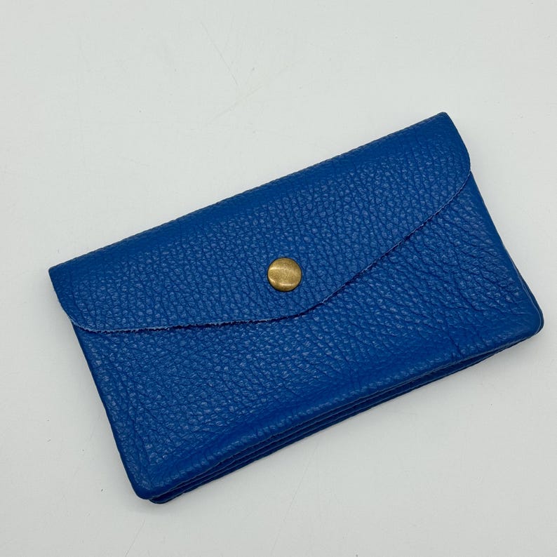 Genuine Leather Purse Medium Card Coin Pouch Wallet Womens Accessories Cobalt