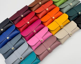 Genuine Leather Glasses Eyewear Case Pouch Womens Accessories