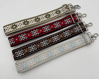 Woven Bag Strap: Patterned Crossbody Shoulder Strap with Silver Hardware