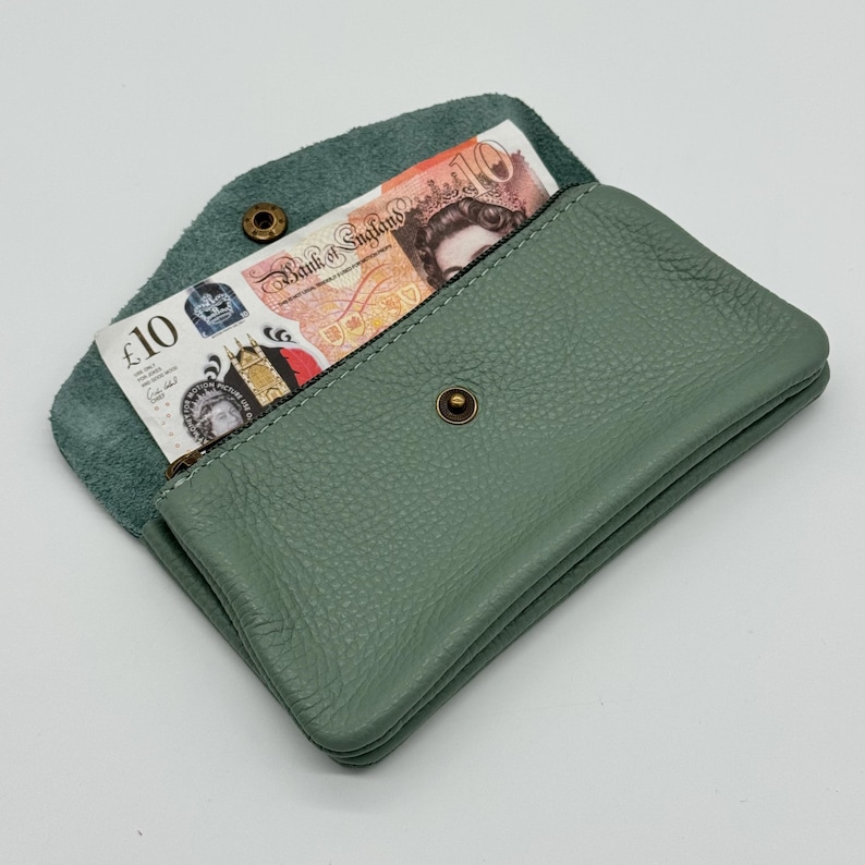 Genuine Leather Purse Medium Card Coin Pouch Wallet Womens Accessories image 6