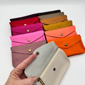 Genuine Leather Purse Medium Card Coin Pouch Wallet Womens Pink Accessories