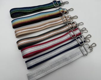 Striped Woven Bag Strap: Adjustable Crossbody Shoulder, Silver Hardware