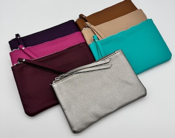 Faux Leather Zipped Slimline Pouch Womens Accessories