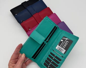 RFID Protection Purse Genuine Leather Lightweight Wallet Womens Accessories