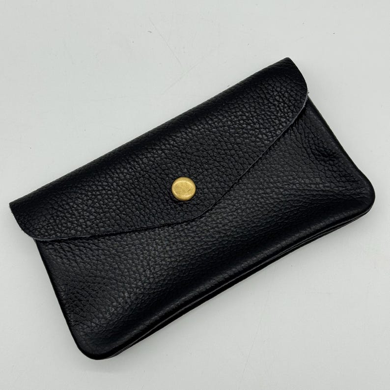 Genuine Leather Purse Medium Card Coin Pouch Wallet Womens Accessories Black