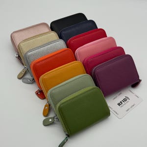 Genuine Leather Purse Mini Card Pouch Wallet RFID Security Protected Womens Accessories