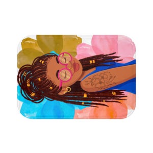 Artistic Woman Illustration Bath Mat: Memory Foam Microfiber, Non-Slip