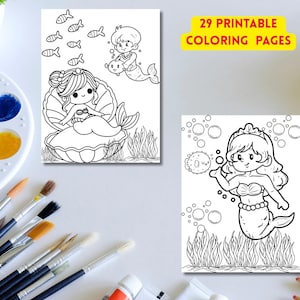 Mermaid Coloring Book: Fantasy Ocean Theme, Kids & Adults (Printable PDF)