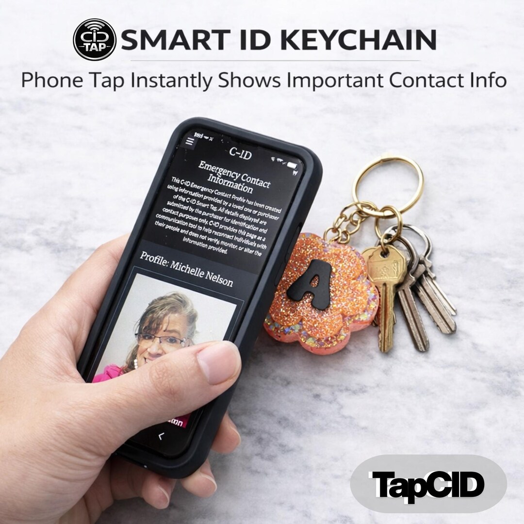 Personalized Smart Keychain- Monogram Letter - Emergency Contact ID ...