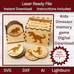 Dinosaur Memory Game SVG: Laser Cut Montessori Toy (Digital Download)