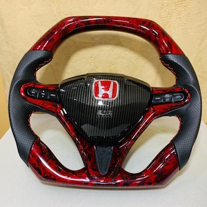 HONDA CIVIC FD2/FN2 Top Bottom Flat Steering Wheel With Forged Carbon Fiber