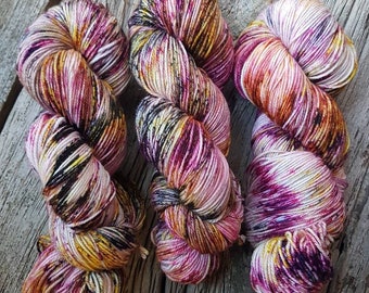 Orchid Sky - Hand painted and Speckled Sock Yarn