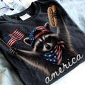 Feral & Free Raccoon Png, Patriotic Raccoon Png, 4th Of July USA Png, Funny America Animal Design, Independence Day Sublimation