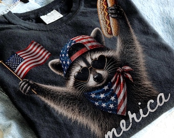 Feral & Free Raccoon Png, Patriotic Raccoon Png, 4th Of July USA Png, Funny America Animal Design, Independence Day Sublimation