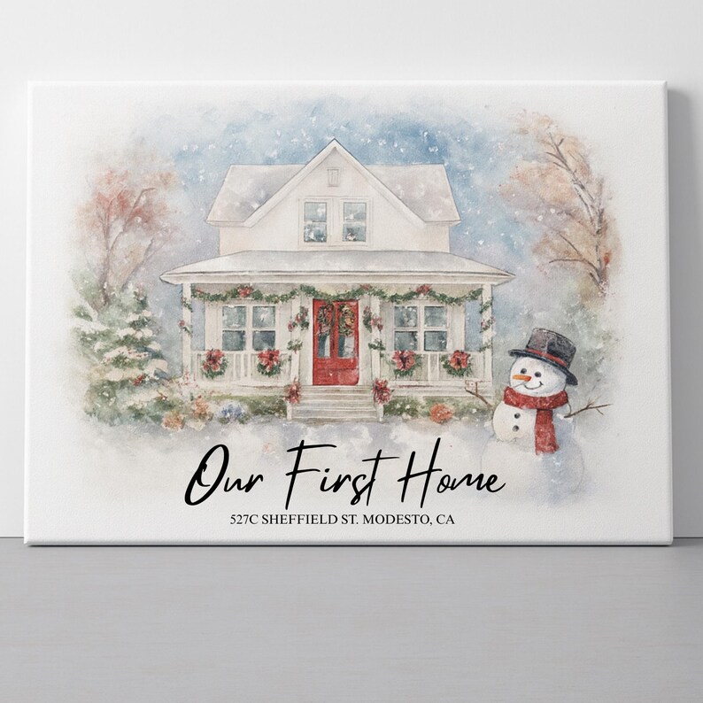 Custom Watercolor House Portrait Christmas, Landscape Home Illustration ...