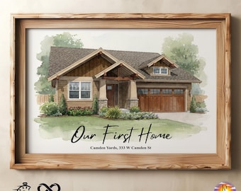 Custom Watercolor House Portrait from Photo, Personalized Home Illustration, House Digital Painting, Custom Printable House Wall Art