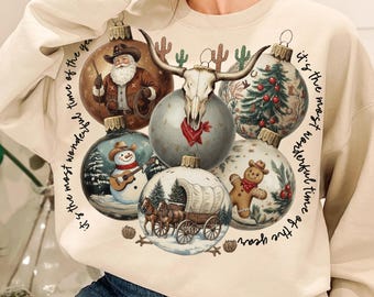 Howdy Christmas Png, Western Christmas Png, Retro Christmas Ornaments Png, Cowboy Christmas Png, Christmas Cowgirl, Coquette Christmas Png
