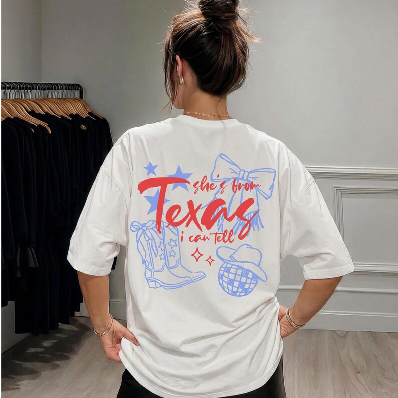 She’s From Texas I Can Tell PNG, Western Coquette Bow Cowgirl Boots, Texas Girl Shirt Design, Country Cowgirl Sublimation, 4th of July PNG image 7