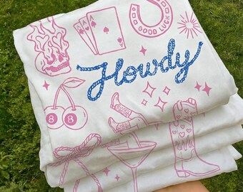Western Girly PNG, Coquette Cowgirl Design, Hand Drawn Boots Cherry Skull Lucky Cards, Country Girl Shirt Design, Rodeo Western Sublimation