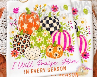 Colorful Pumpkin PNG, Hand Drawn Fall Pumpkin Collage Sublimation, Cute Polka Dot Floral Pumpkin Shirt Png, Trendy Autumn Fall Stars Png