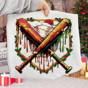 Christmas Baseball Png, Festive Holiday Sports Png | Funny Santa Baseball Sublimation, Merry Xmas Winter Game Shirt Design