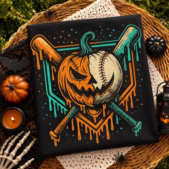 Pumpkin Halloween Baseball Drip Png, Spooky Boys Youth Png | Dripping Pumpkin Baseball Sublimation, Funny Halloween Sports Design