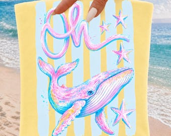 Preppy Oh Whale Summer png, grappige sarcastische png, snarky kleurrijk shirtontwerp, trending png, girly png, boetiekpng