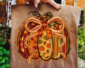 Fall Pumpkin Bow PNG: Cozy Autumn Sublimation Design (Digital Download