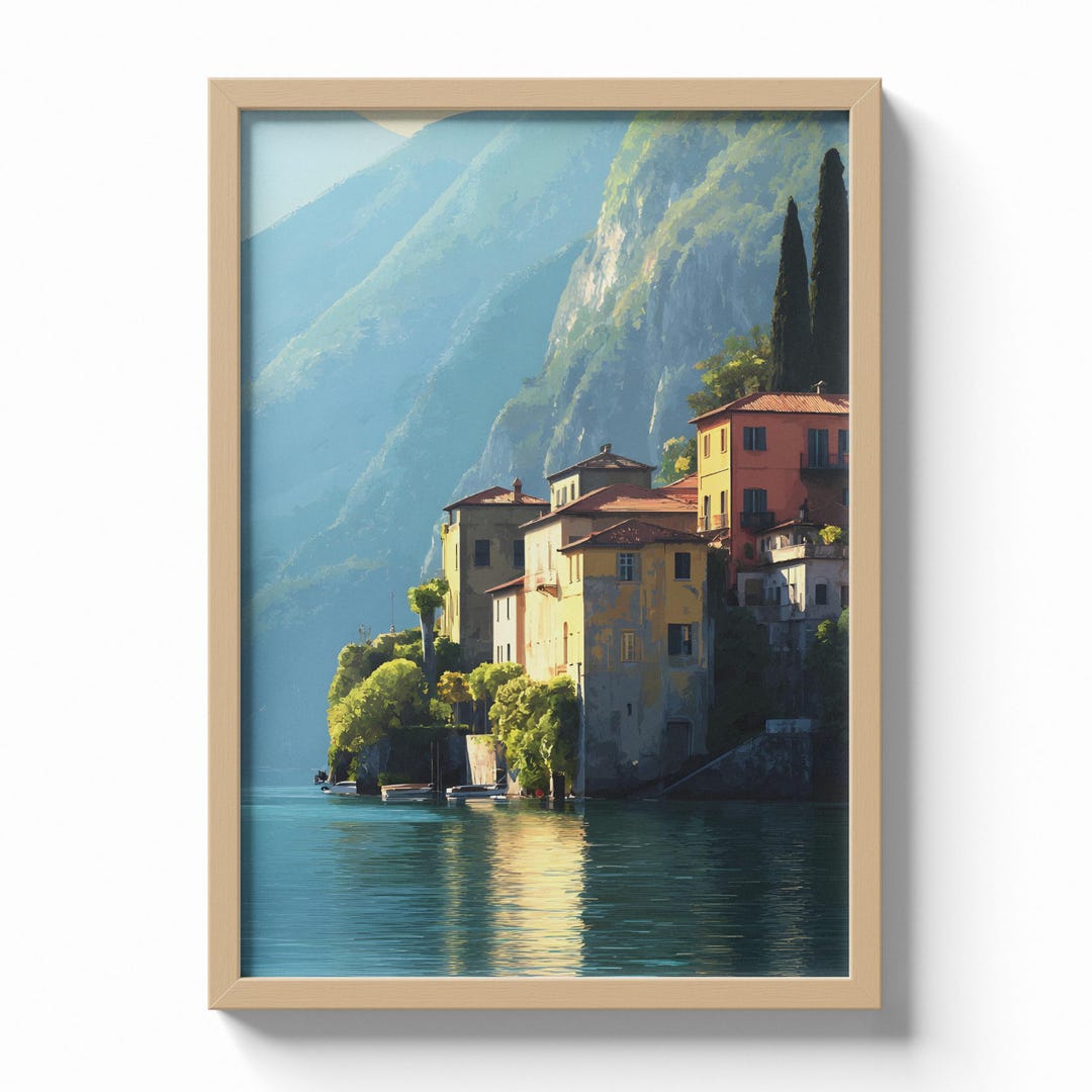 Lake Como Wall Art Print, Italian Lakeside Landscape Poster, Mountain ...