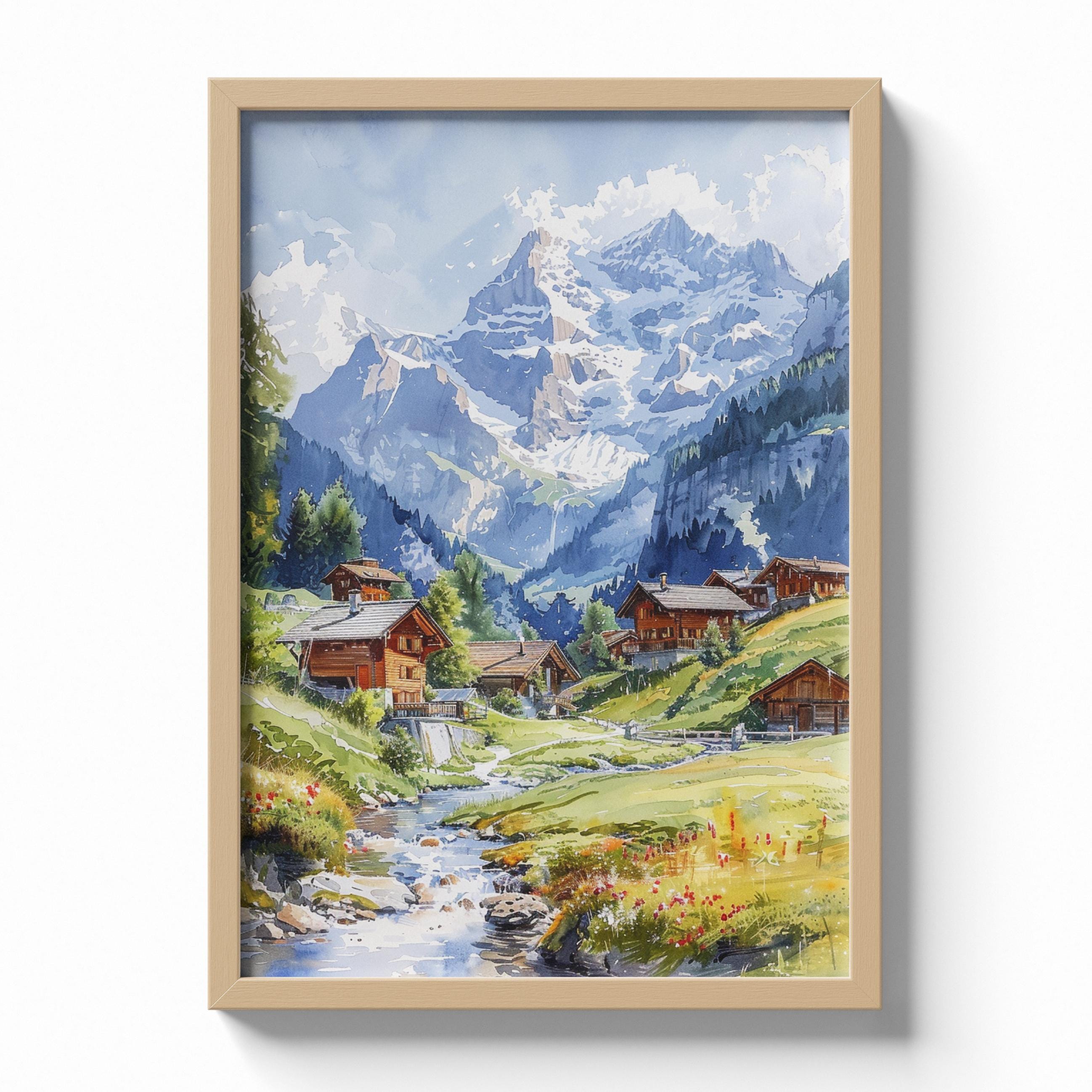 アルプスの山の絵画 - Etsy 日本