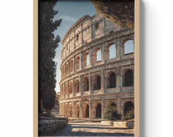 Rome Italy Print, Colosseum Wall Art, Ancient Landmark Poster, Historic Architecture Decor, European Travel Artwork