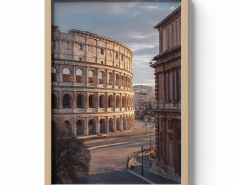 Rome Italy Print, Colosseum Wall Art, Ancient Landmark Poster, Historic Architecture Decor, European Travel Illustration