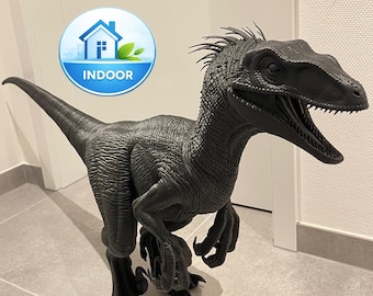 Velociraptor a grandezza naturale (136 cm) – scultura di dinosauro realistica come elemento decorativo di spicco